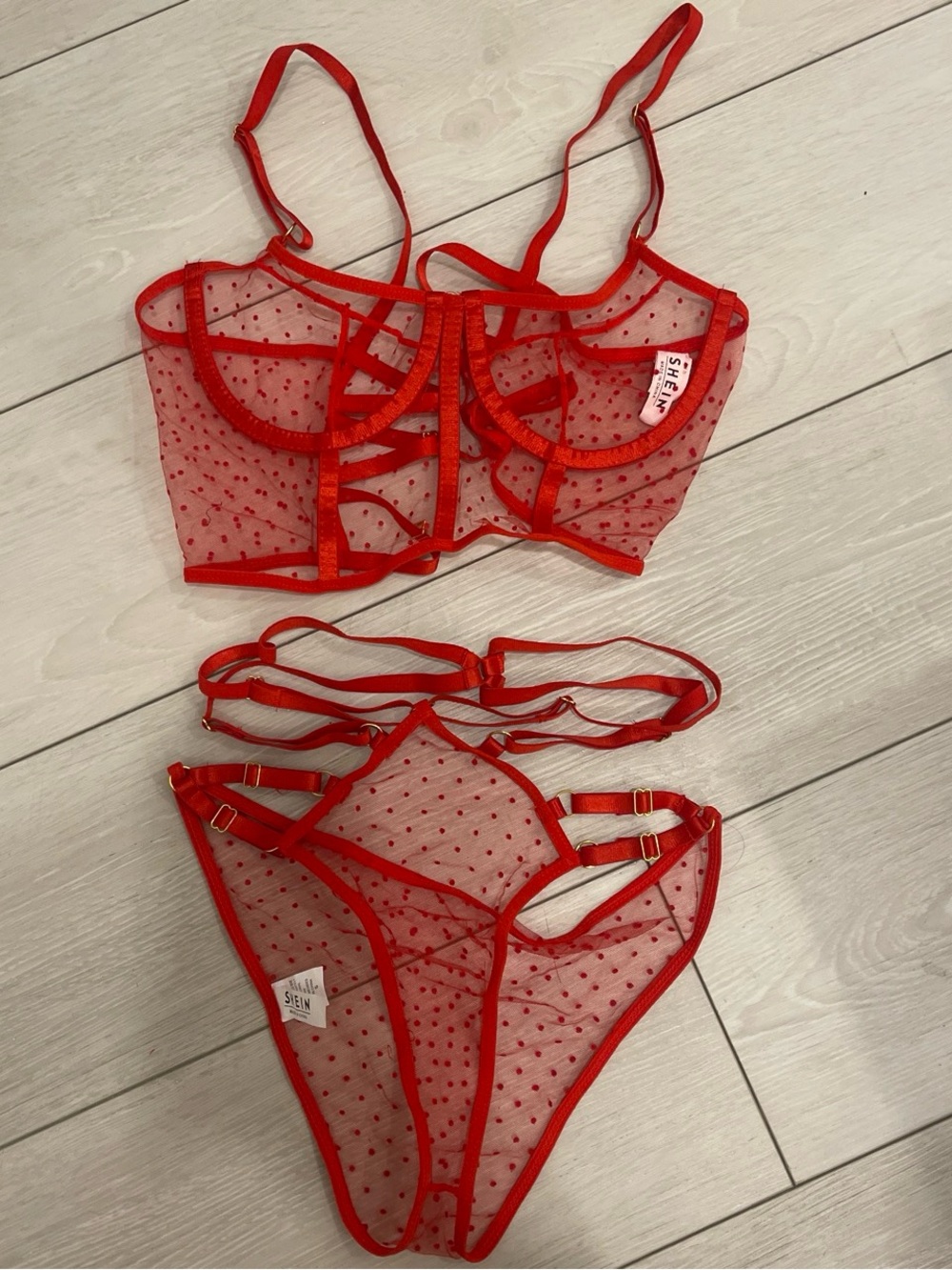 SHEIN Red lace lingerie set